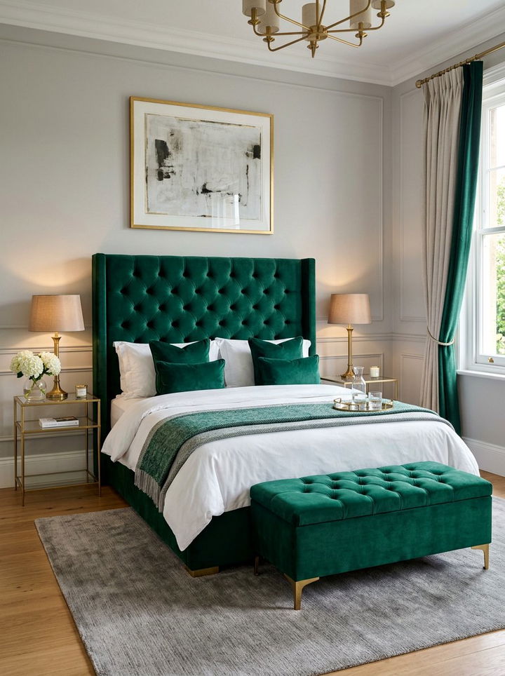 Velvet upholstered bedroom - 30 bedroom furniture settings