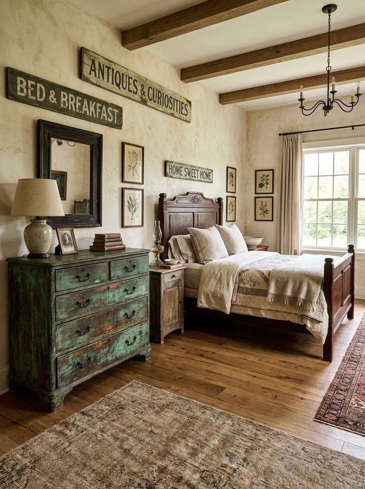 Verdigris green antique bedroom - 30 rustic green bedroom ideas