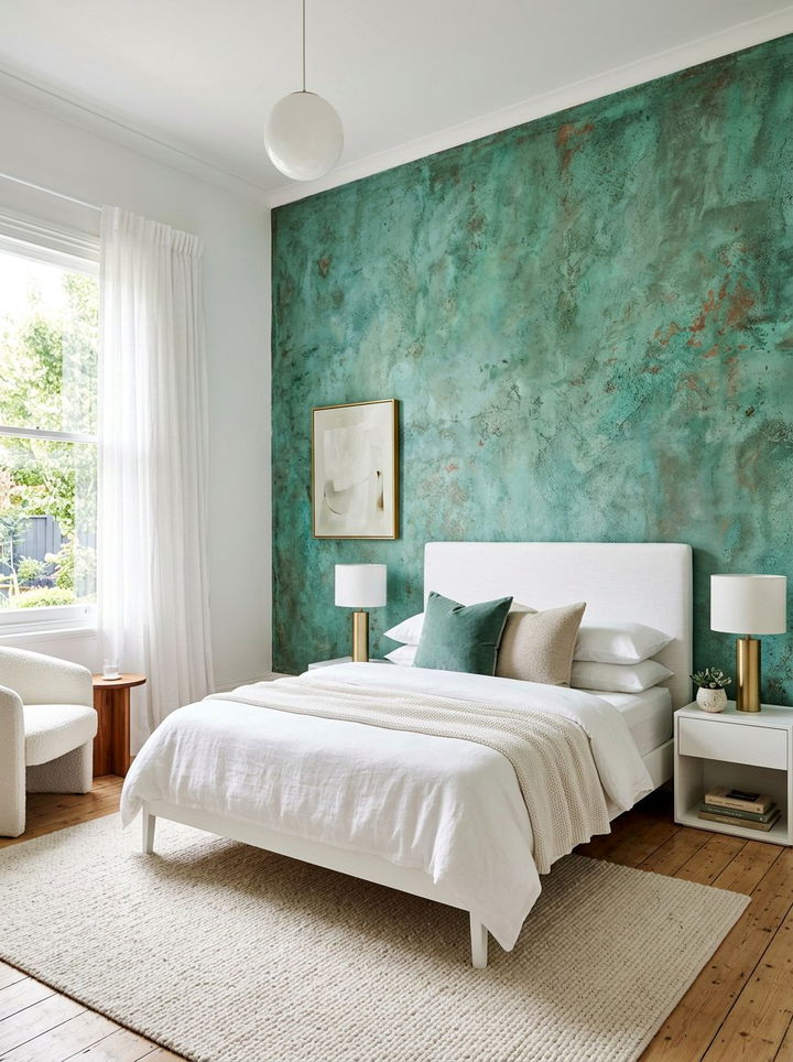 Verdigris green vintage look - 30 minimalist green bedroom ideas