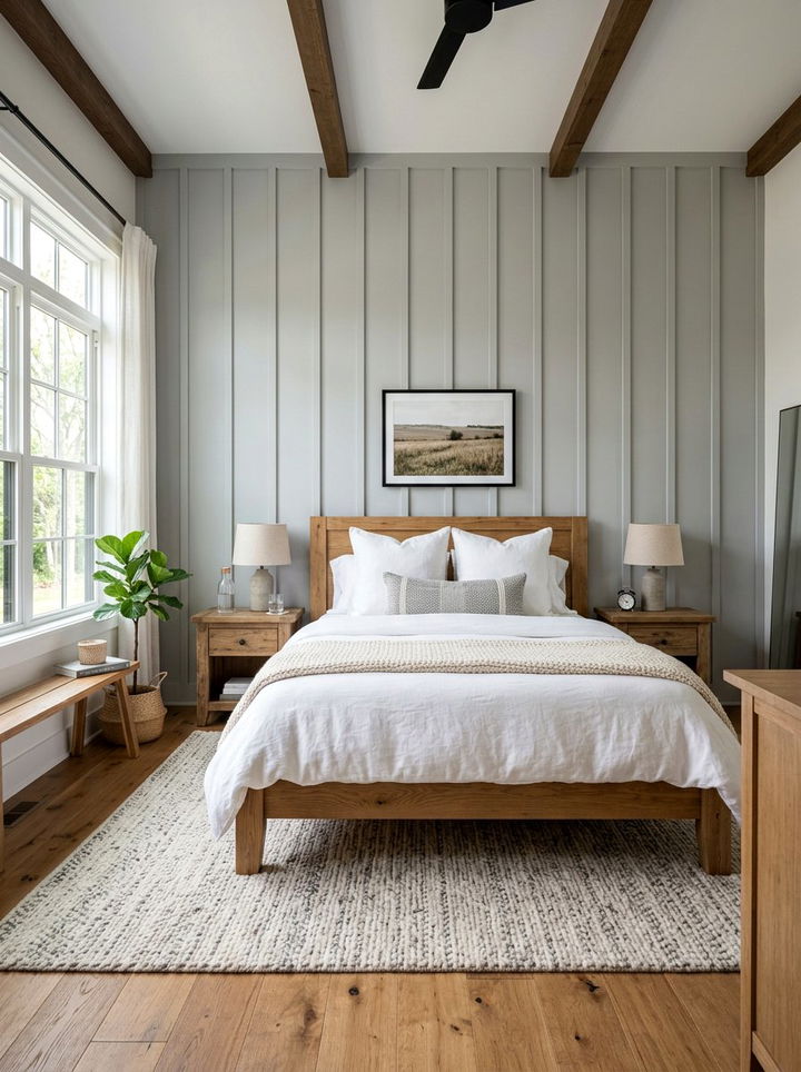 Vertical Board and Batten - 30 bedroom accent wall ideas