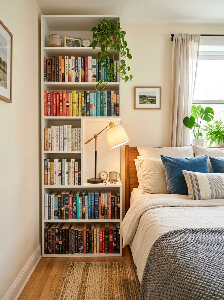 Vertical Bookcase Nightstand - 30 bedroom narrow nightstands