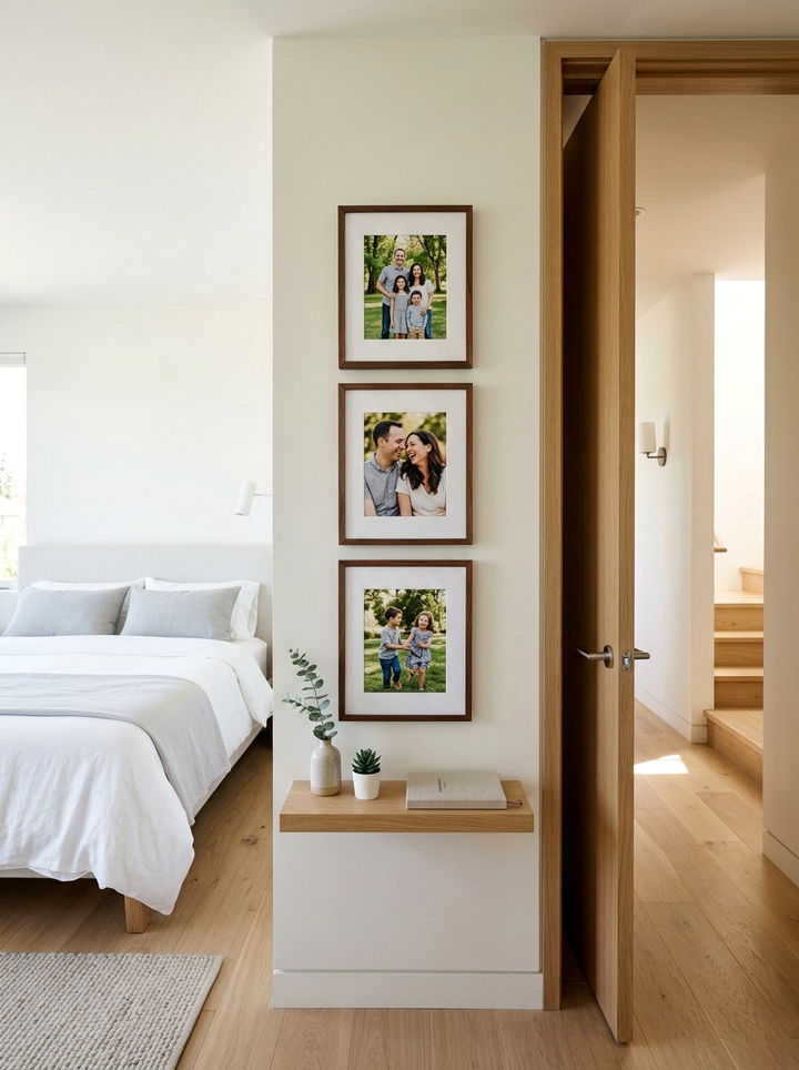 Vertical Family Photo Trio Bedroom - 30 bedroom family photo ideas