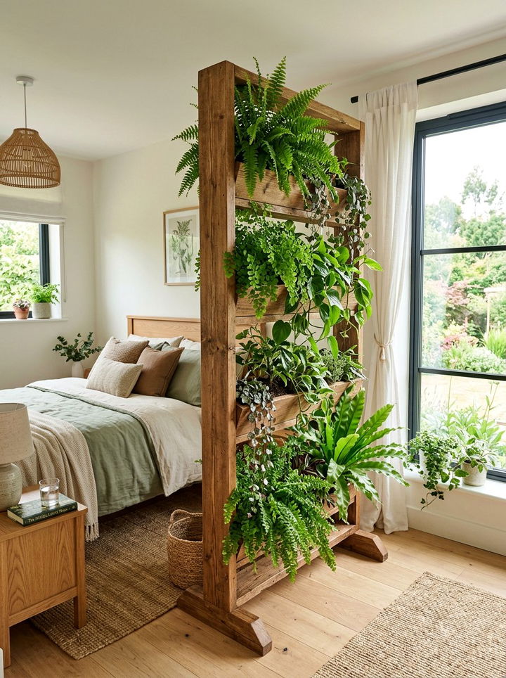 Vertical Garden Bedroom Divider - 30 bedroom zoning ideas