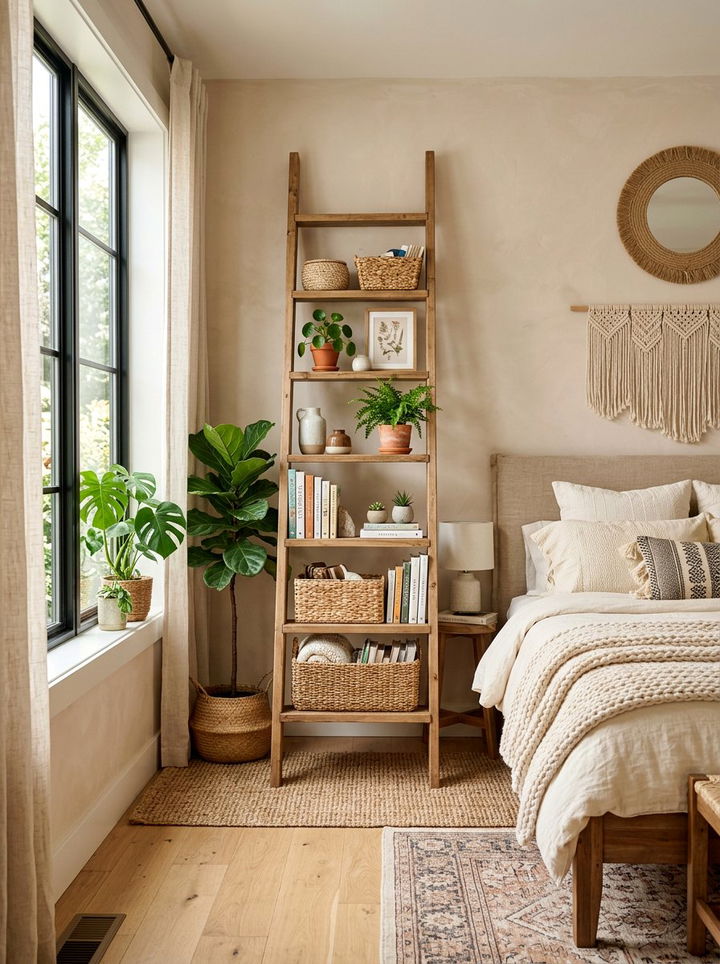 Vertical Ladder Shelving - 30 bedroom wall shelving ideas