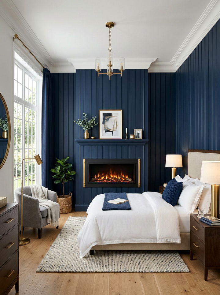 Vertical Paneling Electric Fireplace - 30 bedroom electric fireplace ideas