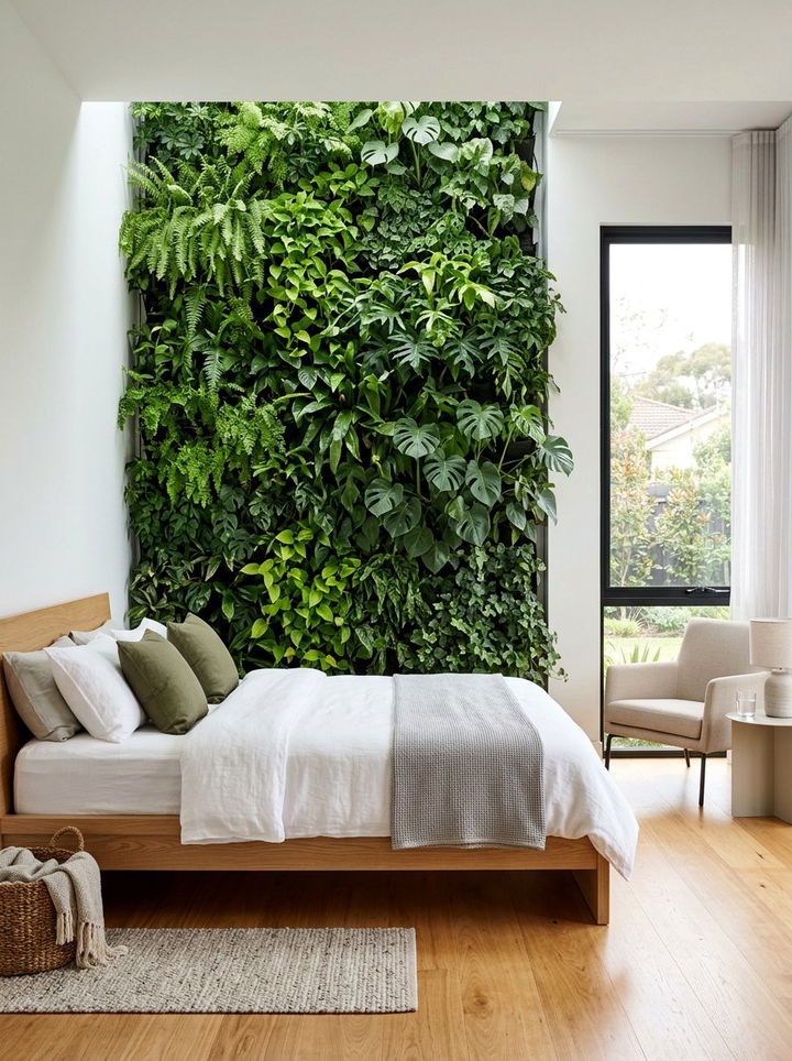 Vertical Plant Wall - 30 nature themed bedroom ideas