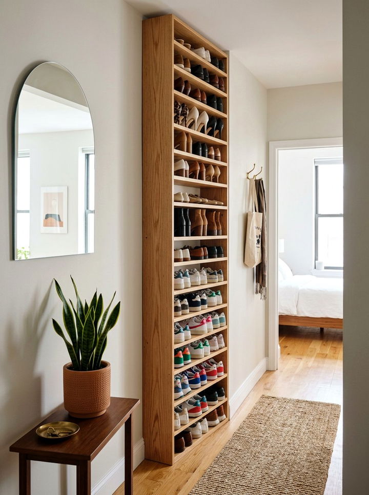 Vertical Shoe Racks - 30 small bedroom space storage ideas