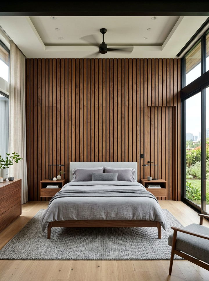 Vertical Slat Wall - 30 bedroom wall texture ideas