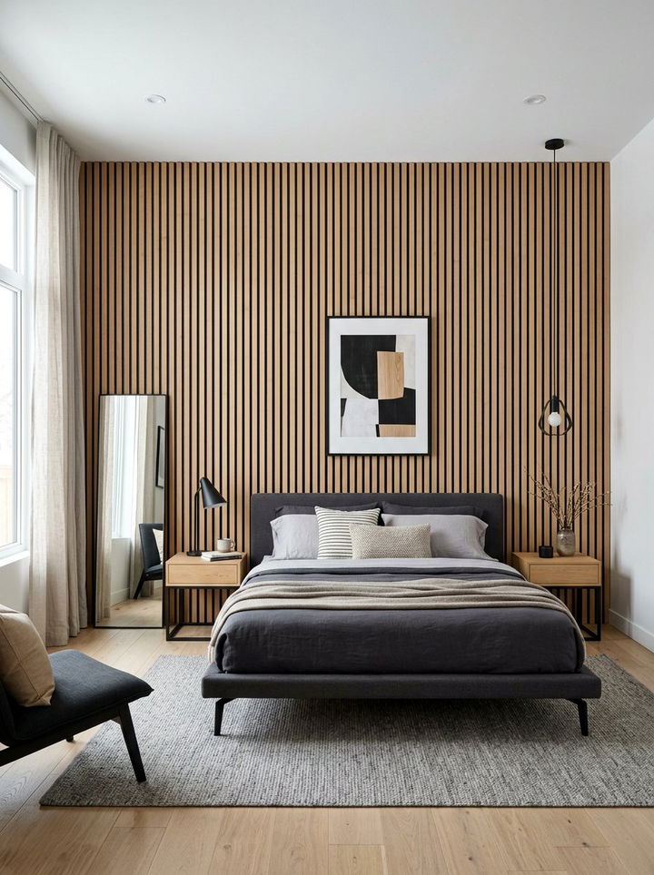 Vertical Slat Wall - 30 bedroom molding ideas
