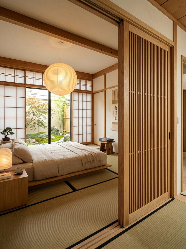 Vertical Slat Wood Door - 30 bedroom door designs