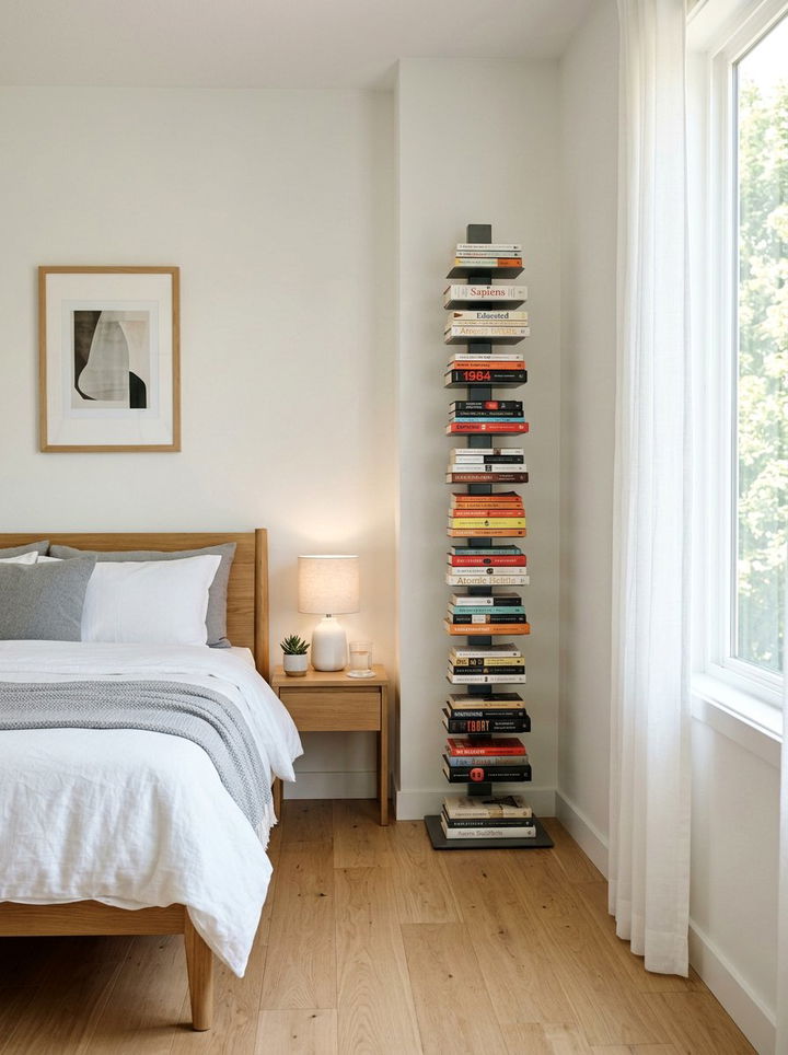 Vertical Spine Tower Bookshelf - 30 bedroom bookshelf ideas