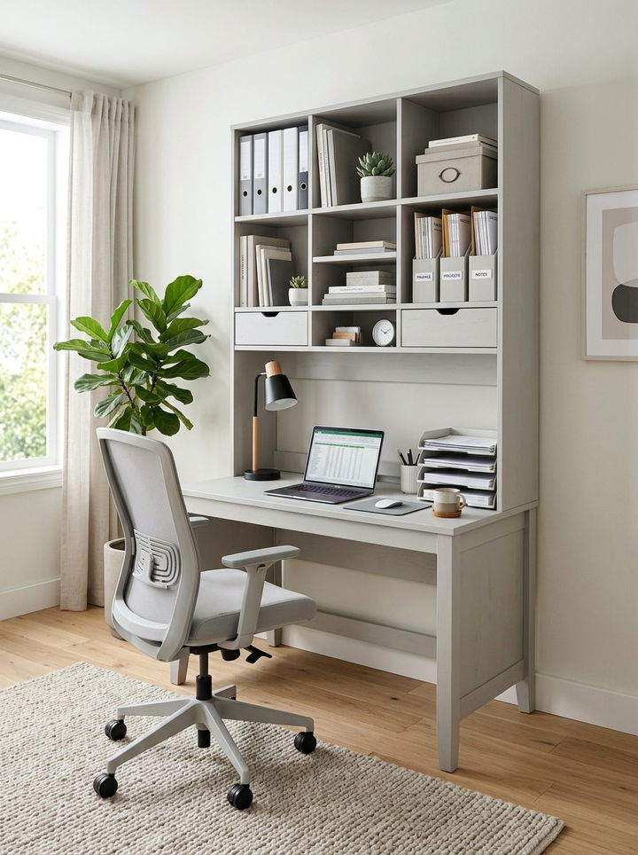 Vertical Storage Desk - 30 bedroom workspace ideas