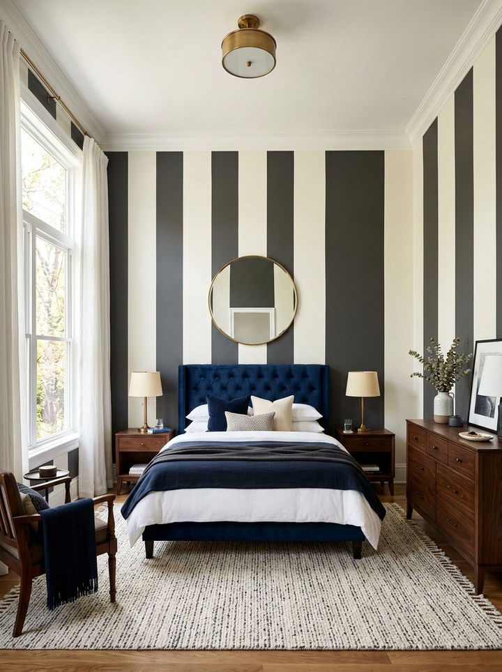 Vertical Stripe Bedroom - 30 bedroom bold wallpapers