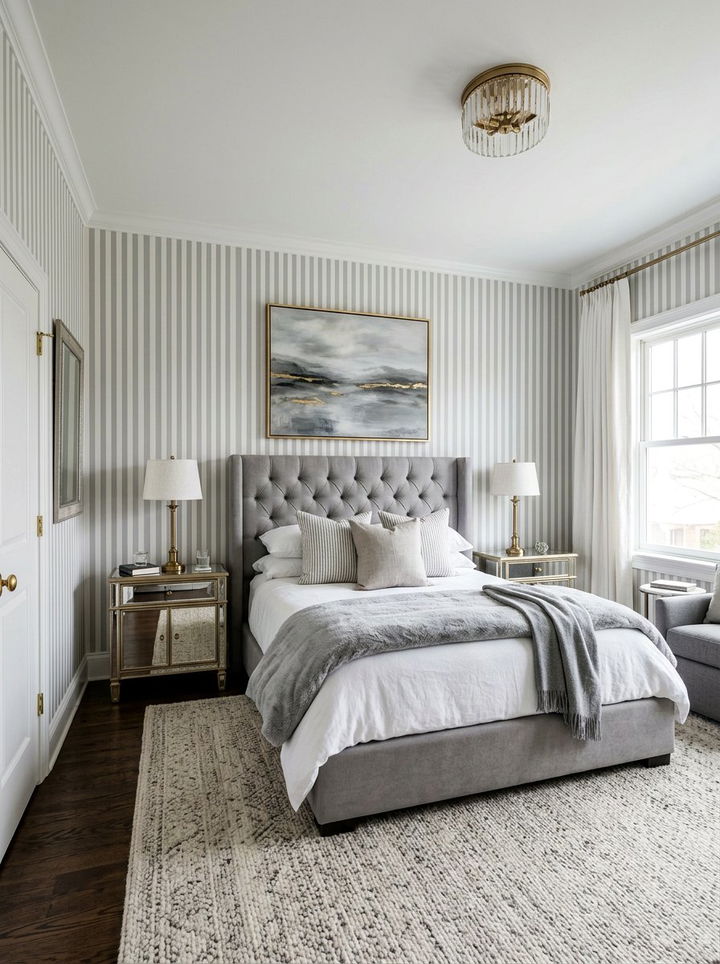 Vertical Stripe Wallpaper - 30 long bedroom ideas