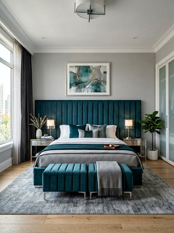 Vertical Velvet Channel Headboard - 30 bedroom channel tufted headboards