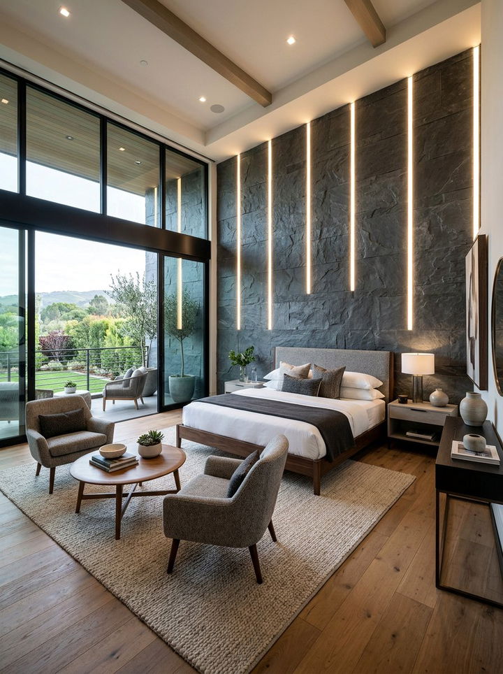 Vertical Wall Light Strips - 30 bedroom lighting ideas