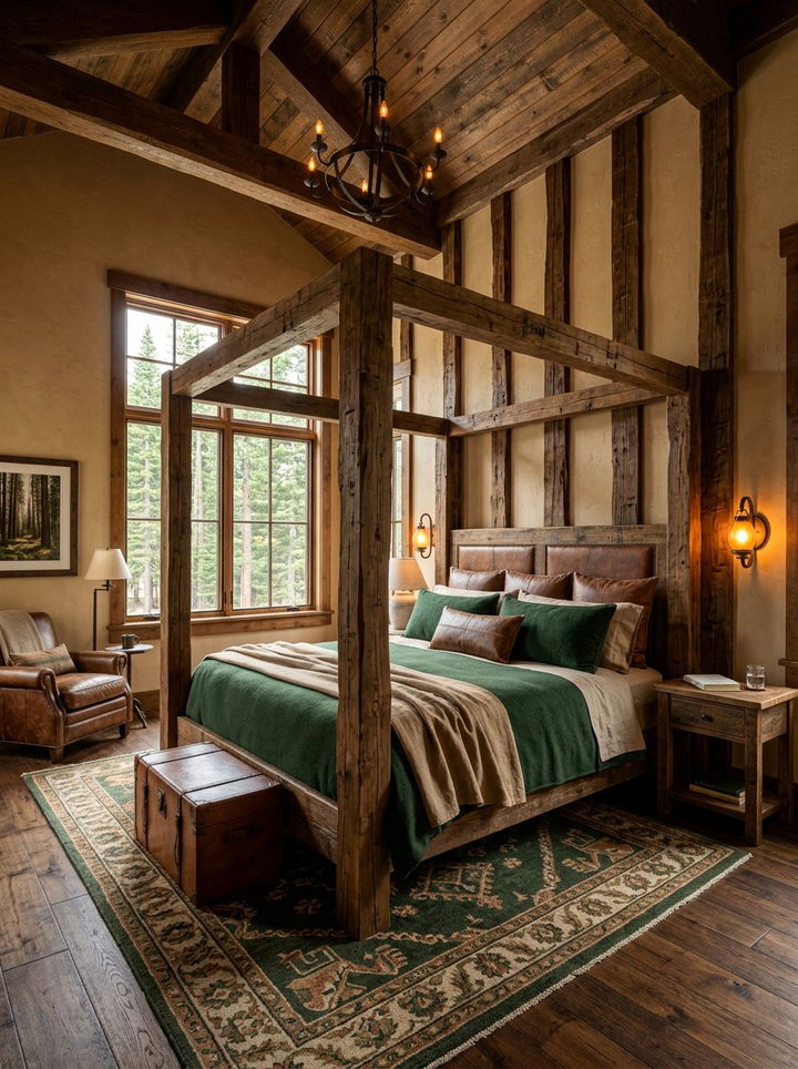 Vertical Wall Wood Beams - 30 exposed beam bedroom ideas