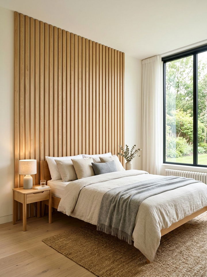 Vertical Wood Slat Headboard - 30 bedroom wooden headboards