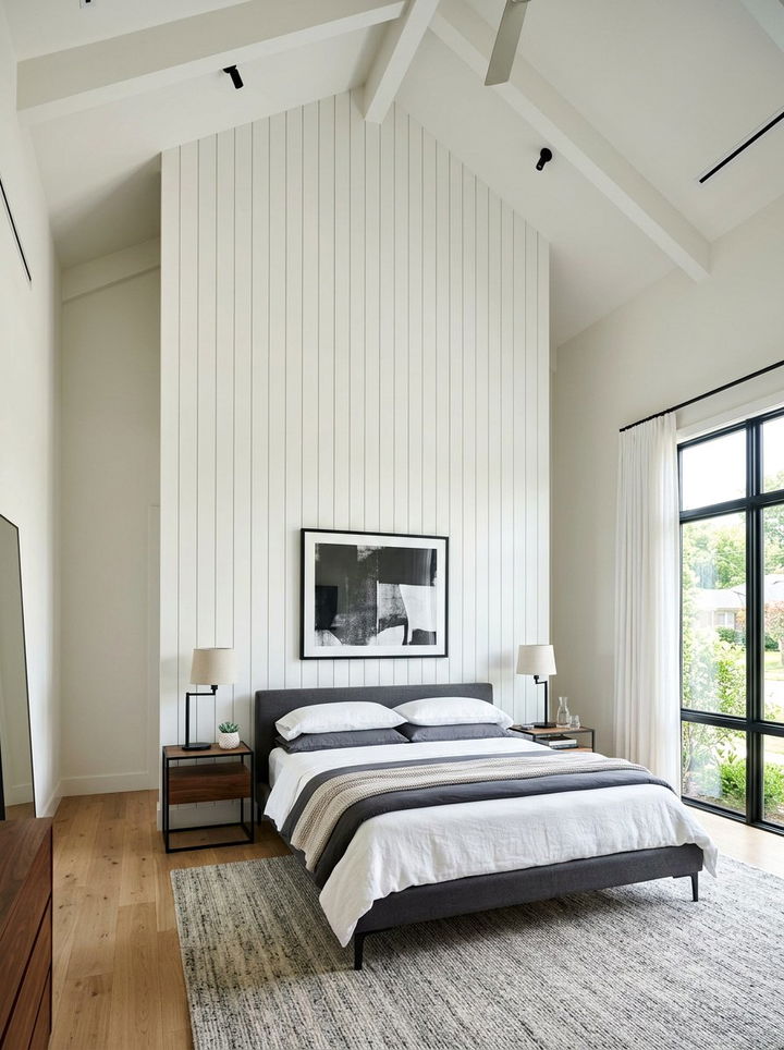 Vertical shiplap accent wall - 30 bedroom shiplap walls