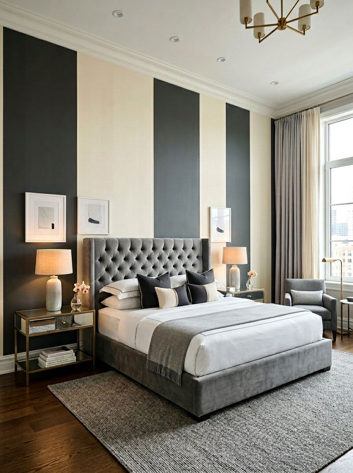 Vertical stripe color blocking - 30 bedroom color blocking ideas