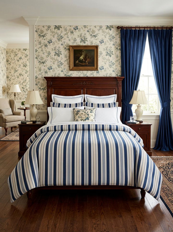 Vertical striped comforter - 30 bedroom striped bedding ideas