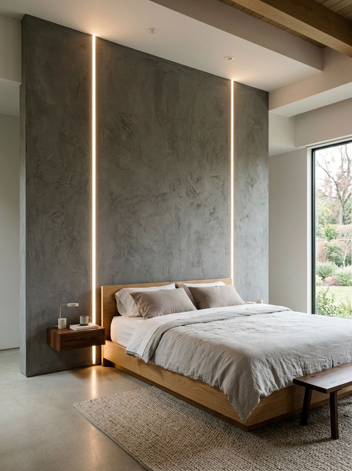 Vertical wall led strips - 30 bedroom led strip lights ideas