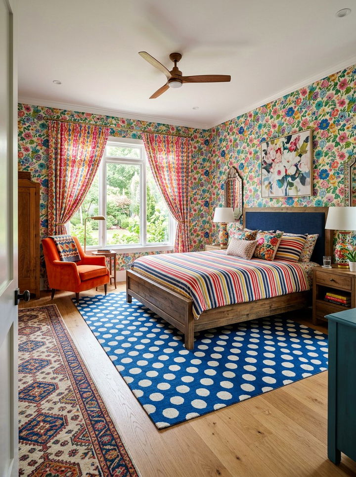 Vibrant Patterns Bedroom - 30 cluttercore bedroom ideas