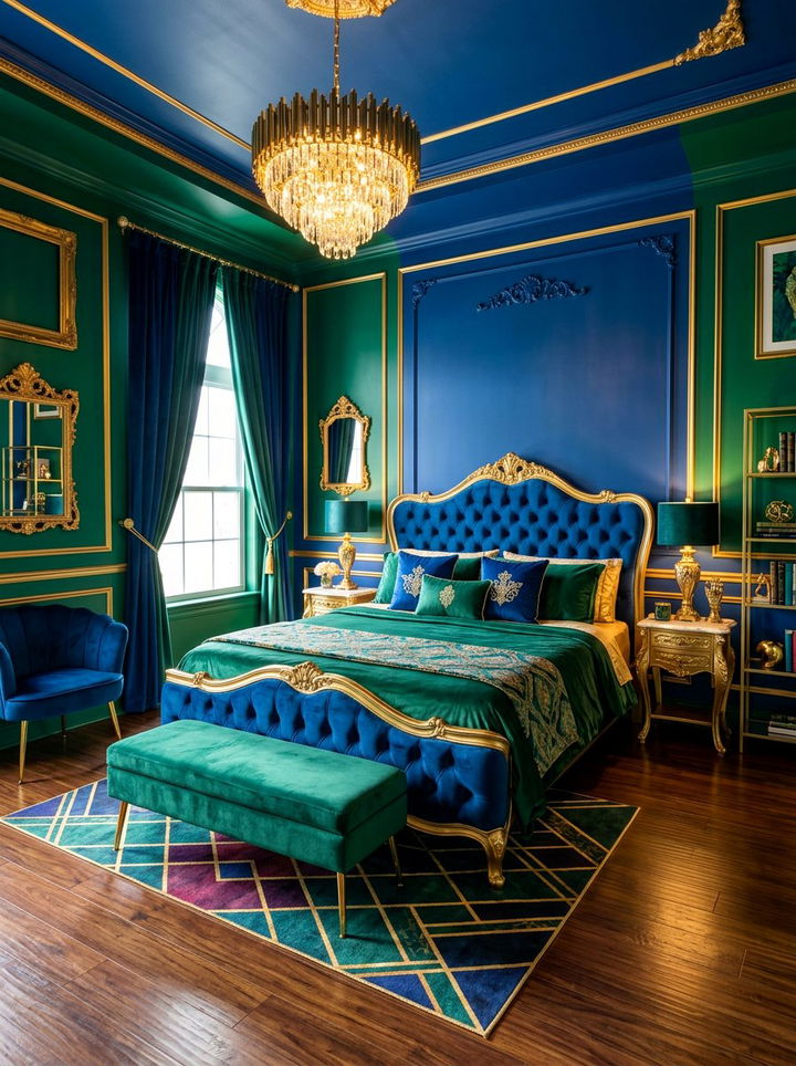 Vibrant jewel tone color blocking - 30 bedroom color blocking ideas