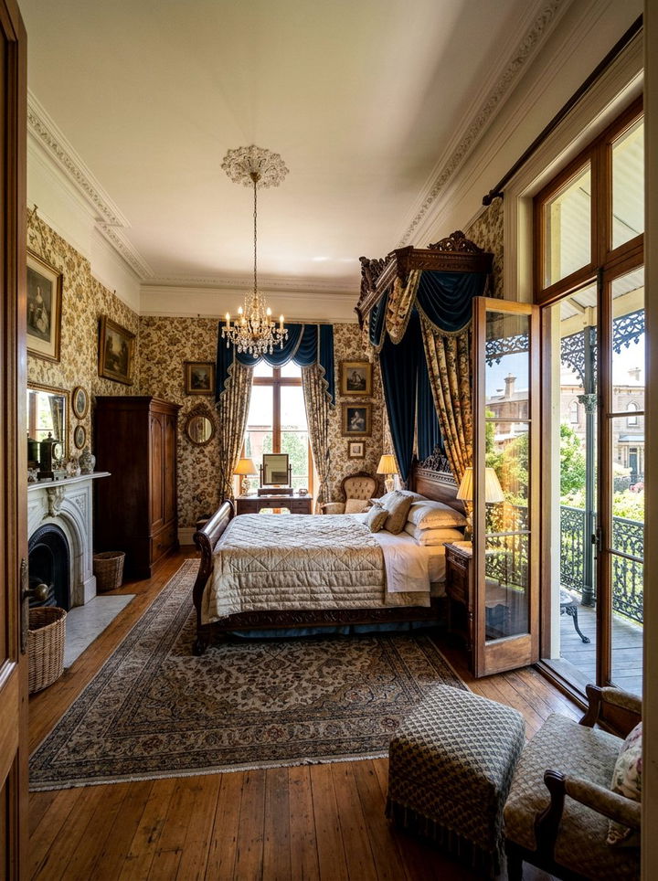Victorian Bedroom Balcony Access - 30 bedroom with patio doors