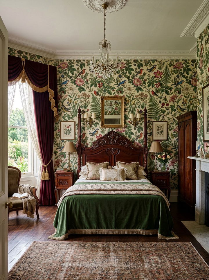 Victorian Botanical Wallpaper - 30 bedroom botanical wallpapers