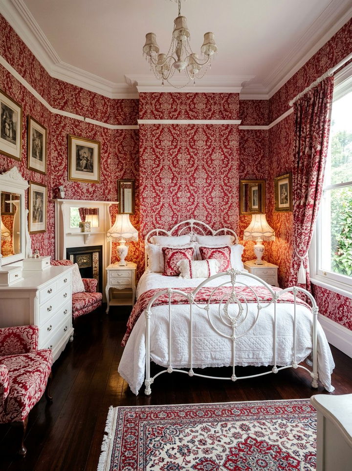 Victorian Red White Bedroom - 30 red and white bedroom ideas