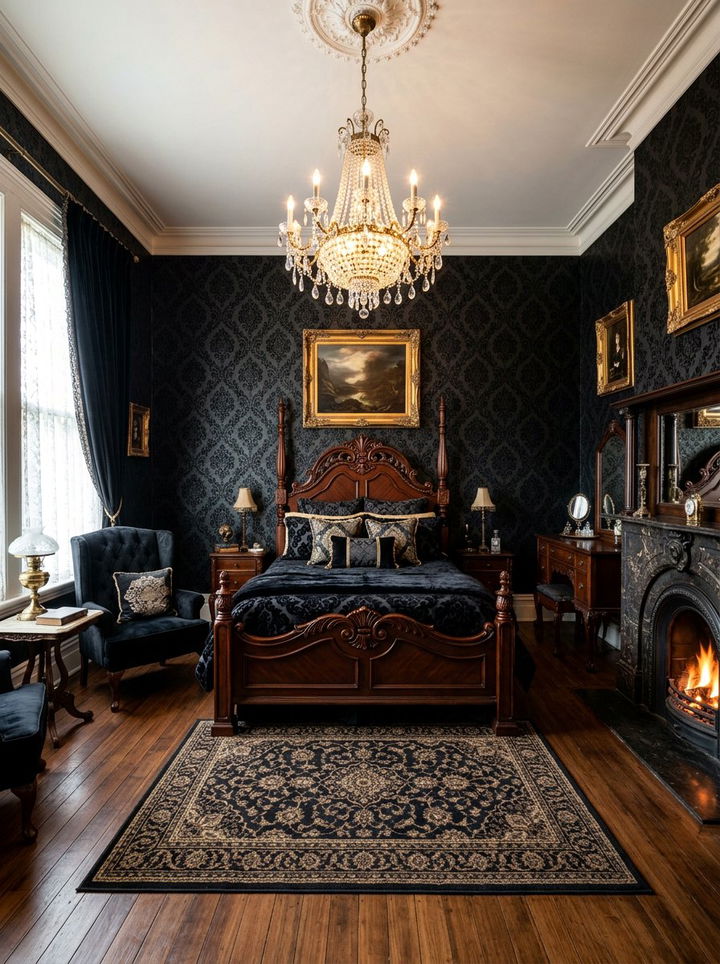 Victorian black bedroom - 30 traditional black bedroom ideas