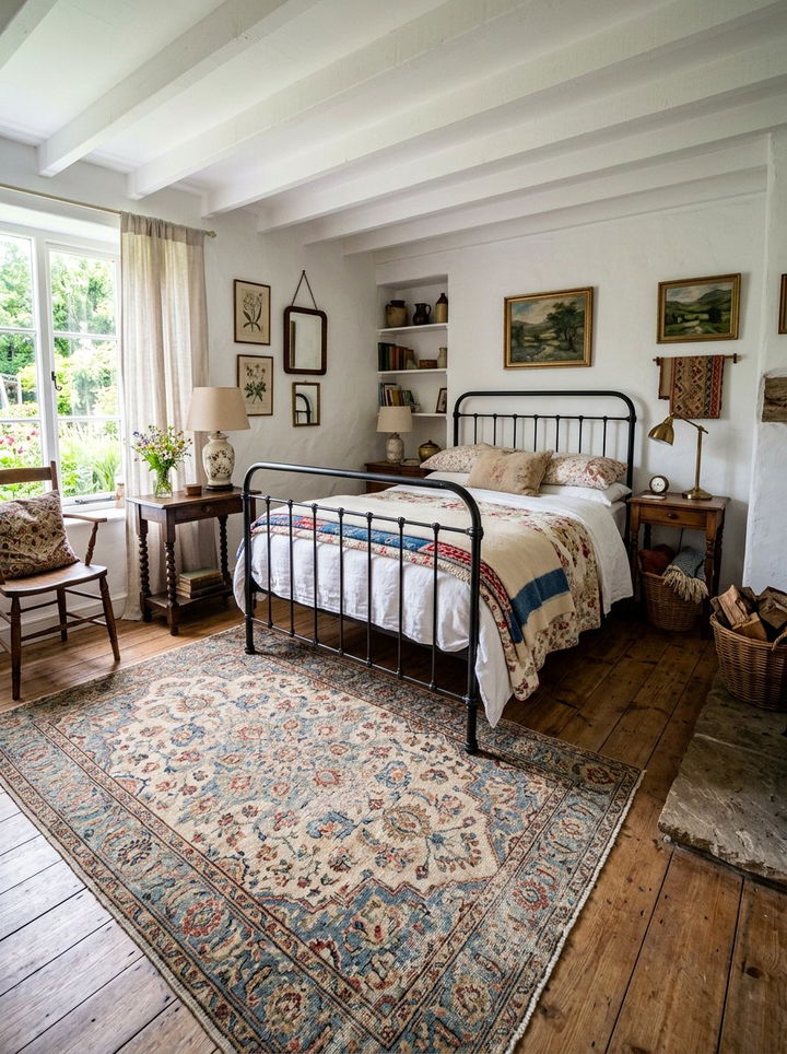 Vintage Area Rug - 30 country house bedroom ideas