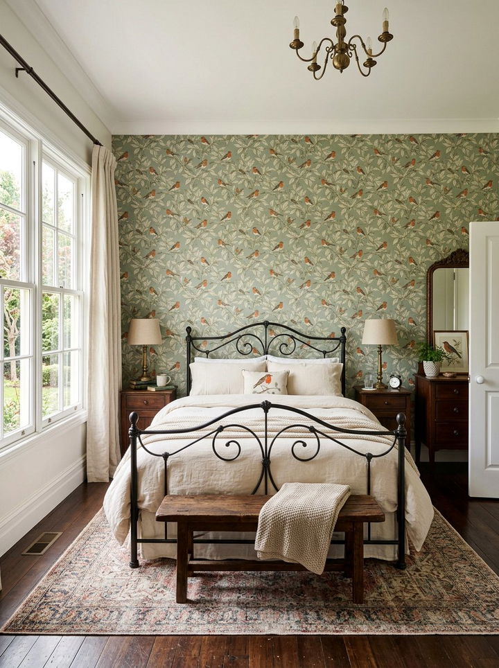 Vintage Bird Wallpaper - 30 bird bedroom ideas