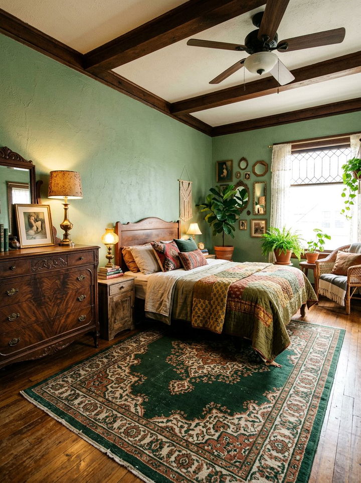 Vintage Boho Bedroom - 30 bohemian green bedroom ideas