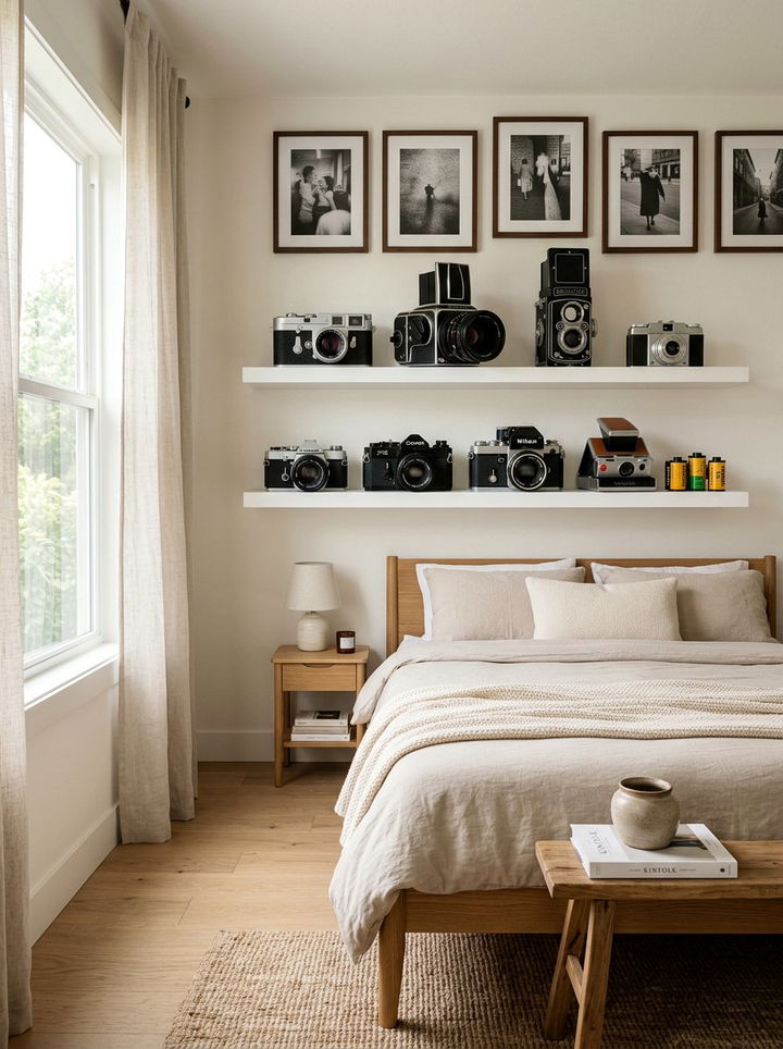 Vintage Camera Display - 30 bedroom hobby display ideas
