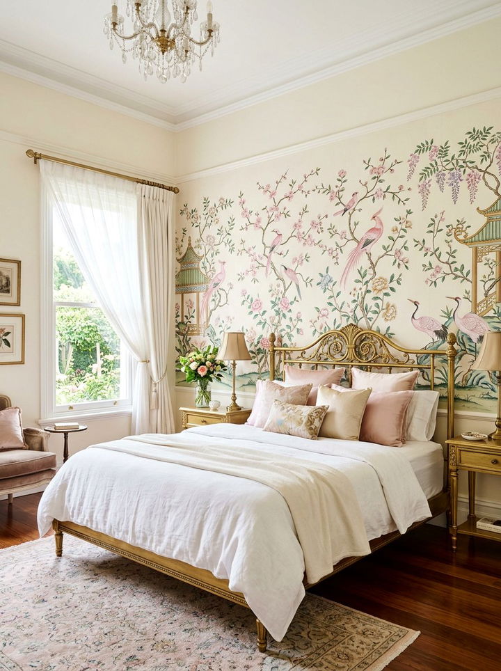 Vintage Chinoiserie Wallpaper - 30 bedroom accent wall wallpapers