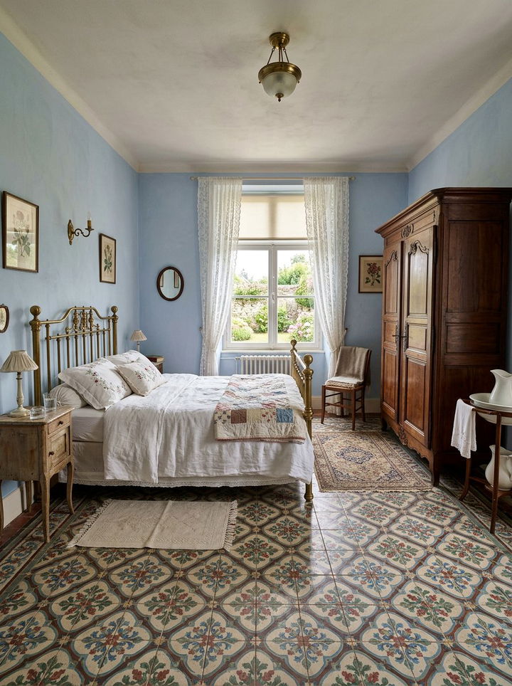 Vintage Encaustic Pattern - 30 bedroom tile designs