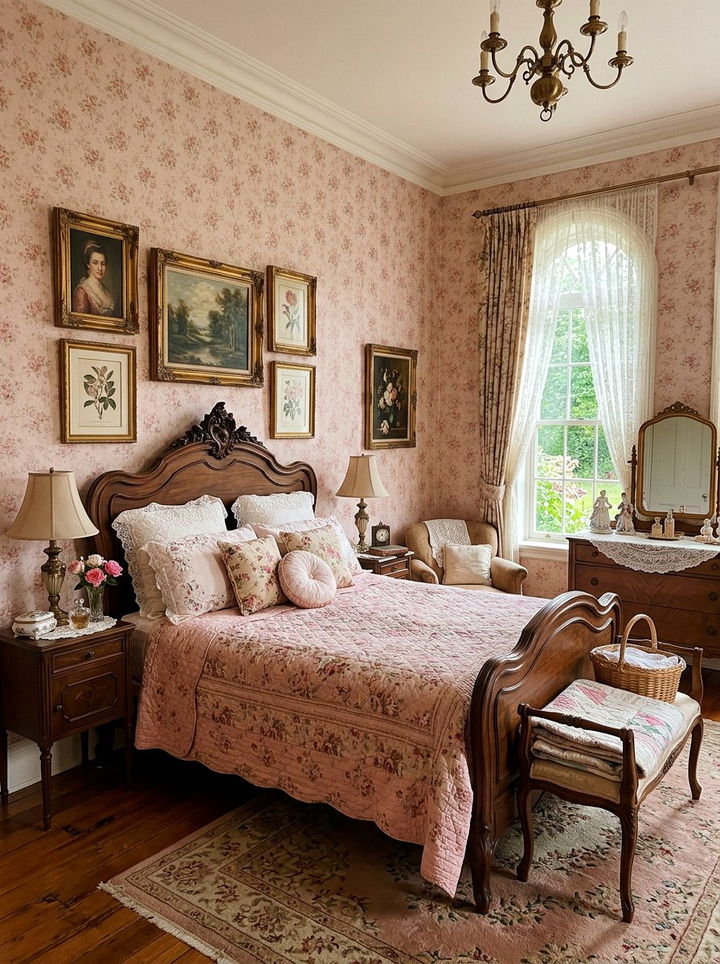 Vintage Floral Pink Bedroom - 30 pastel pink bedroom ideas