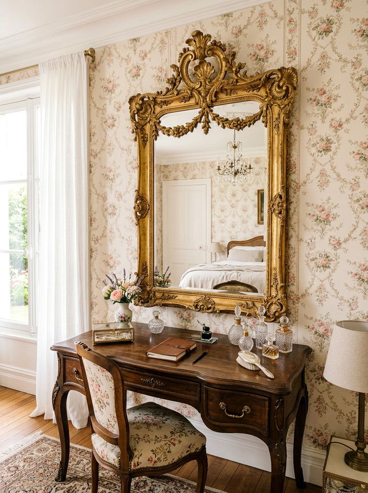 Vintage Gold Ornate Mirror - 30 bedroom vanity mirrors