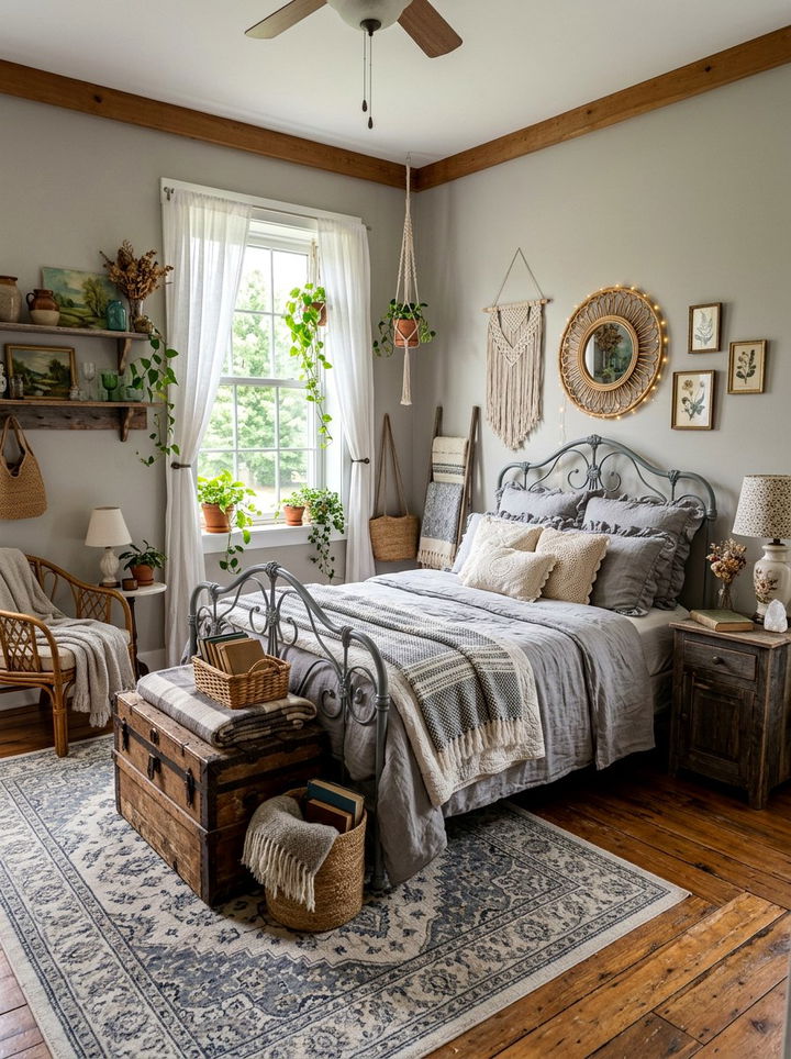 Vintage Gray Boho Bedroom - 30 bohemian gray bedroom ideas
