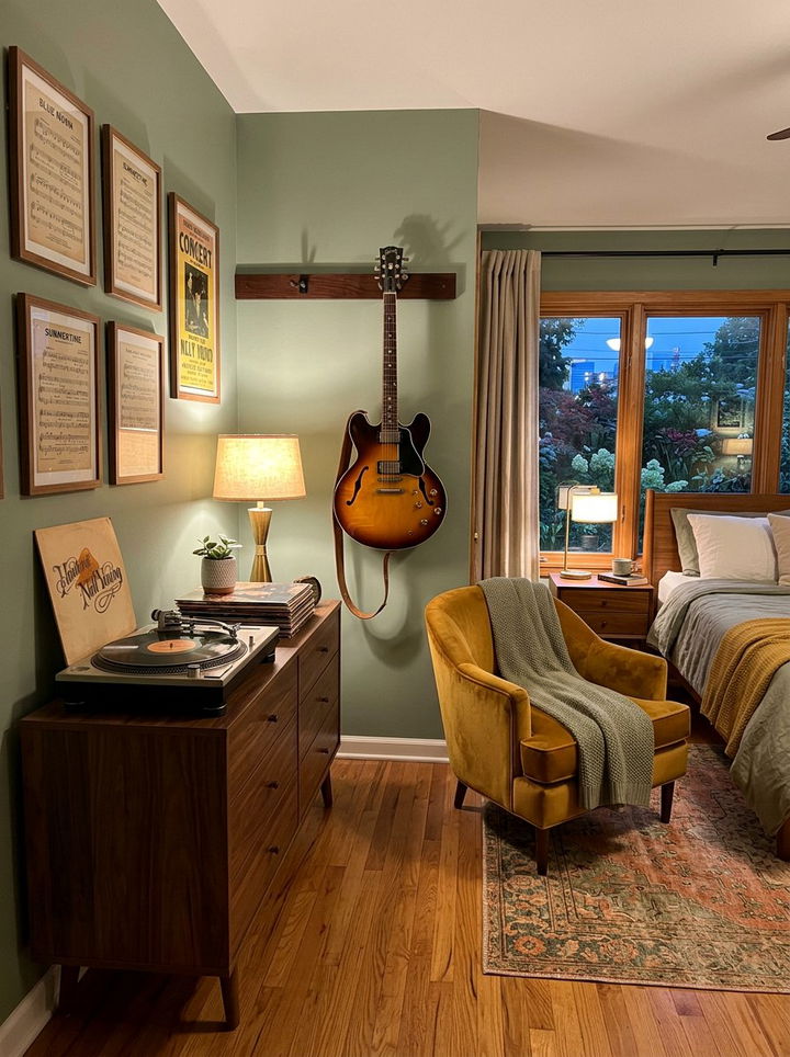 Vintage Guitar Decor - 30 guitar bedroom ideas