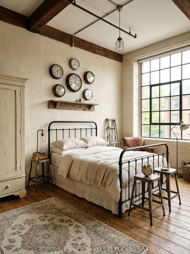Vintage Industrial Cream Bedroom - 30 industrial cream bedroom ideas