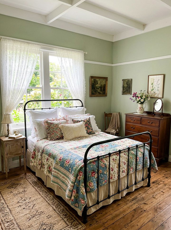 Vintage Iron Bed Bedroom - 30 cottage bedroom ideas