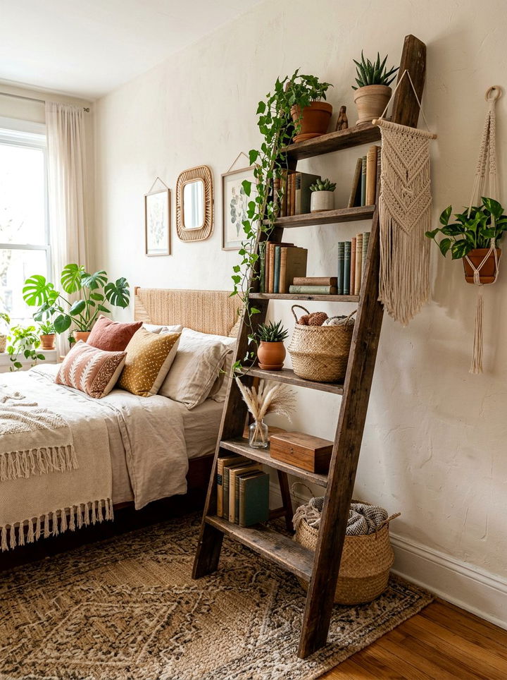 Vintage Ladder Bookshelf - 30 bedroom bookshelf dividers