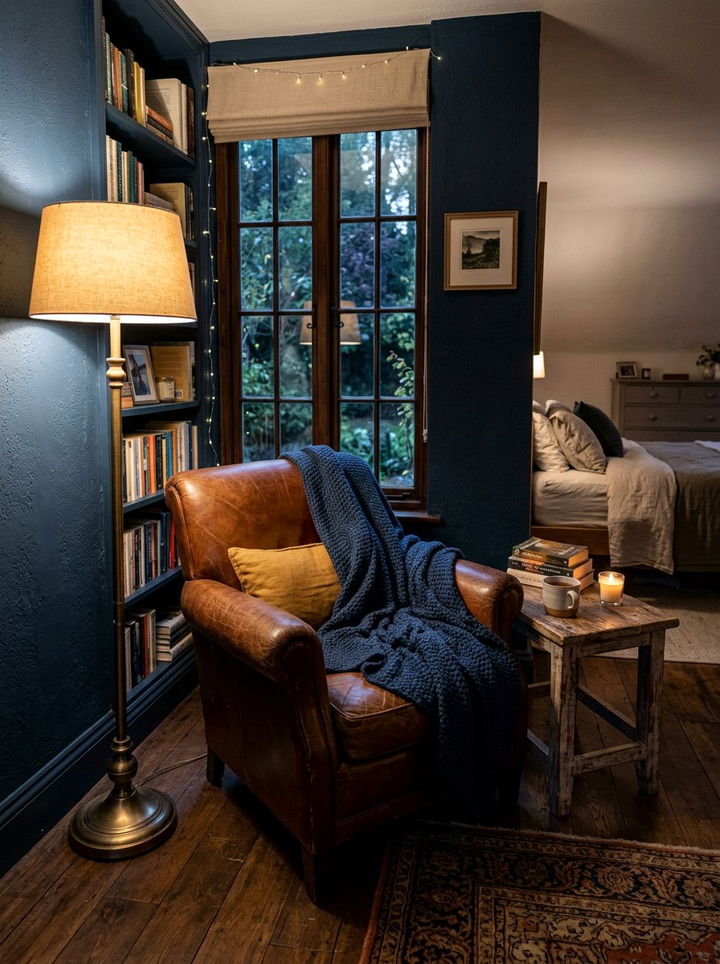 Vintage Leather Armchair - 30 rustic navy bedroom ideas