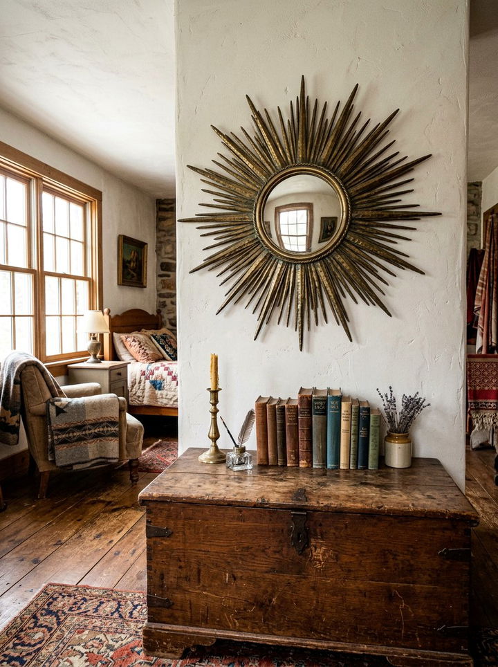 Vintage Metal Sunburst Mirror - 30 bedroom sunburst mirrors