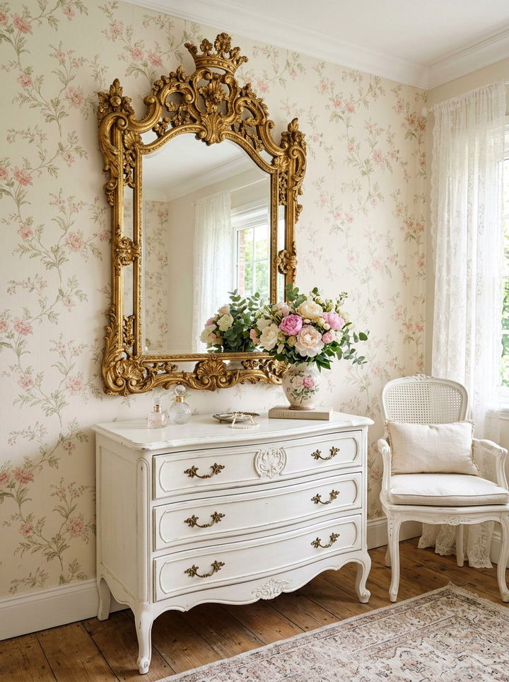 Vintage Ornate Gold Mirror - 30 bedroom decorative mirrors