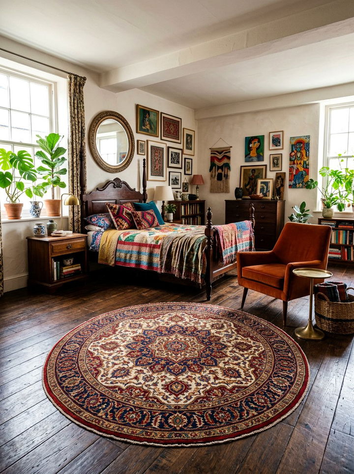 Vintage Persian Round Rug - 30 bedroom round rugs