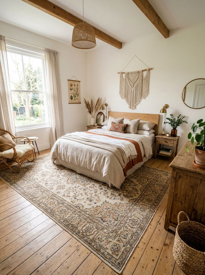 Vintage Persian Rug Bedroom - 30 bohemian cream bedroom ideas